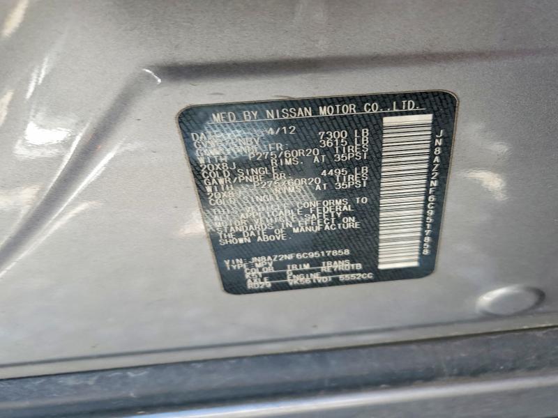 Aukcja sprzedaży 2012 Infiniti Qx56, vin: JN8AZ2NF6C9517858, numer aukcji: 53787406