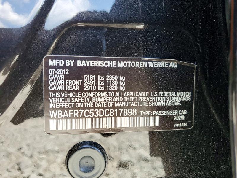 2013 Bmw 535 მანქანა იყიდება აუქციონზე, vin: WBAFR7C53DC817898, აუქციონის ნომერი: 53399556