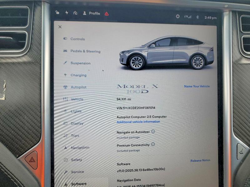 2017 Tesla Model X მანქანა იყიდება აუქციონზე, vin: 5YJXCDE20HF061014, აუქციონის ნომერი: 53410406