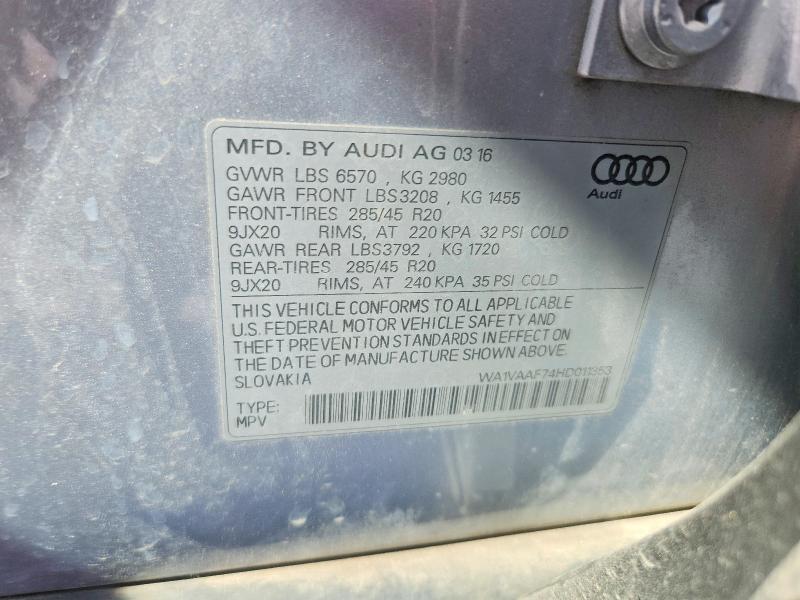 Aukcja sprzedaży 2017 Audi Q7, vin: WA1VAAF74HD011353, numer aukcji: 55577146
