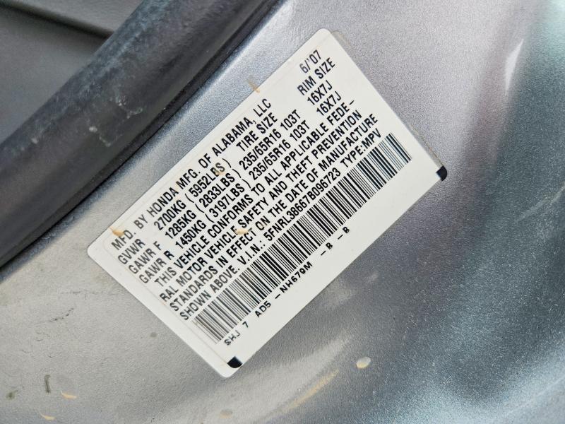 Aukcja sprzedaży 2007 Honda Odyssey, vin: 5FNRL38667B096723, numer aukcji: 53024496