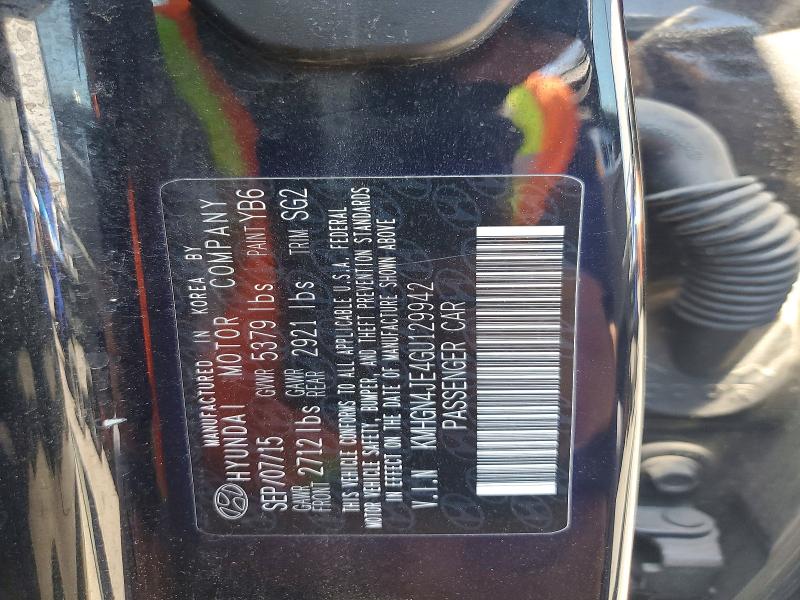 52412696 :رقم المزاد ، KMHGN4JE4GU129942 vin ، 2016 Hyundai Genesis مزاد بيع