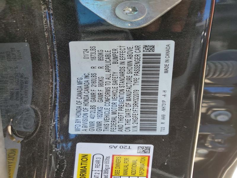 Aukcja sprzedaży 2024 Honda Civic, vin: 2HGFE1F73RH322079, numer aukcji: 54356016