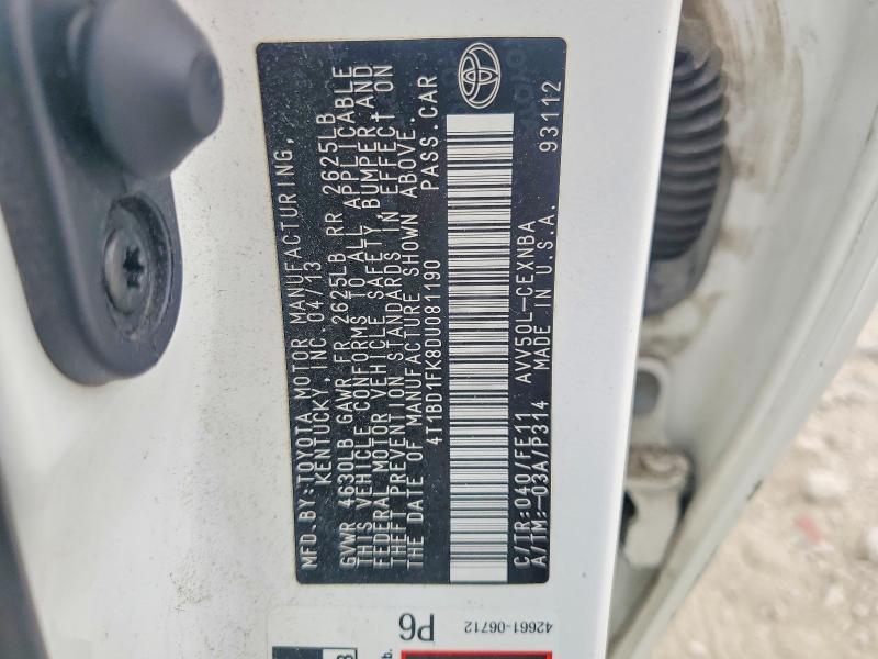 53515136 :رقم المزاد ، 4T1BD1FK8DU081190 vin ، 2013 Toyota Camry Hybrid مزاد بيع