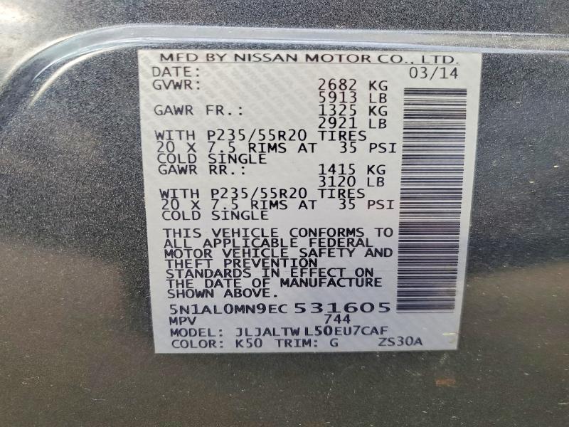 Aukcja sprzedaży 2014 Infiniti Qx60, vin: 5N1AL0MN9EC531605, numer aukcji: 52179706