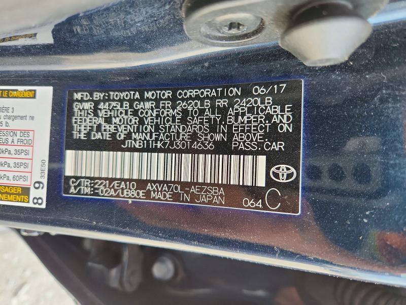 2018 Toyota Camry მანქანა იყიდება აუქციონზე, vin: JTNB11HK7J3014636, აუქციონის ნომერი: 54905766