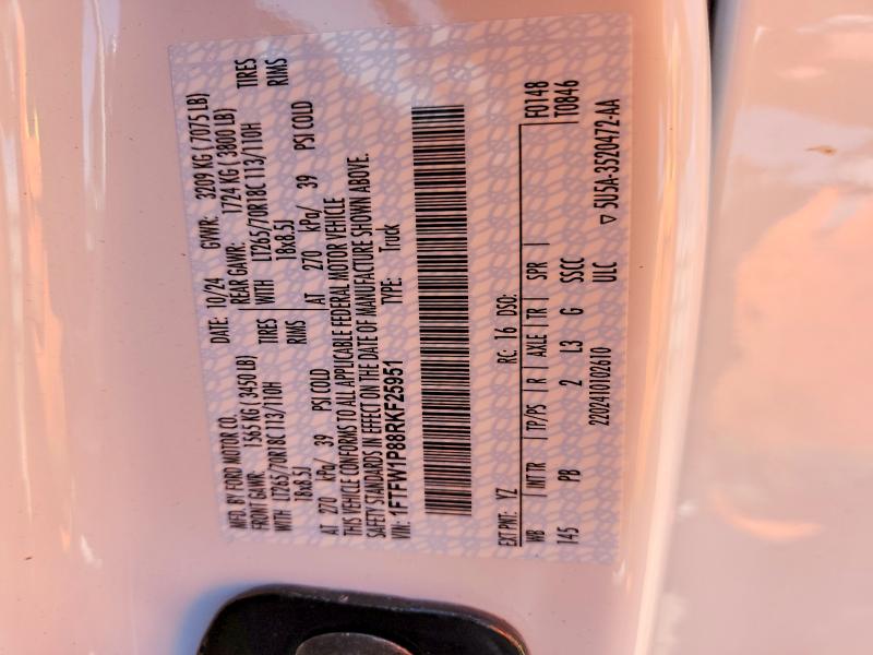 Aukcja sprzedaży 2024 Ford F150, vin: 1FTFW1P88RKF25951, numer aukcji: 55704036