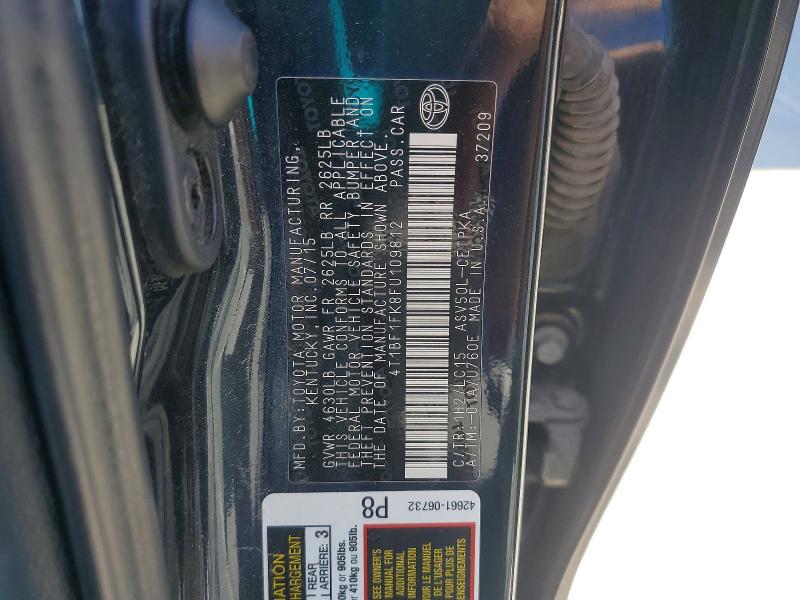 52938266 :رقم المزاد ، 4T1BF1FK8FU109812 vin ، 2015 Toyota Camry مزاد بيع