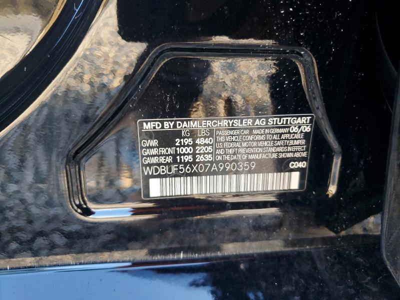 53383336 :رقم المزاد ، WDBUF56X07A990359 vin ، 2007 Mercedes-benz E مزاد بيع