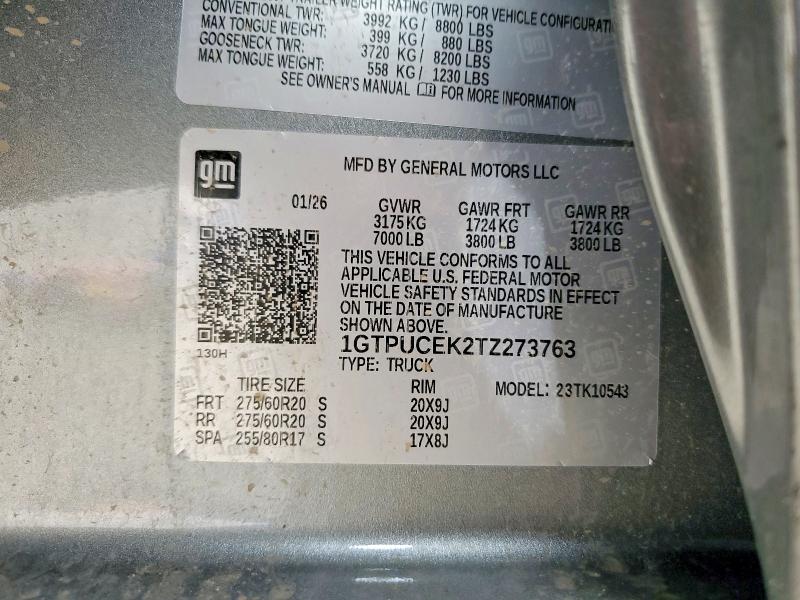 52774376 :رقم المزاد ، 1GTPUCEK2TZ273763 vin ، 2026 Gmc Sierra مزاد بيع