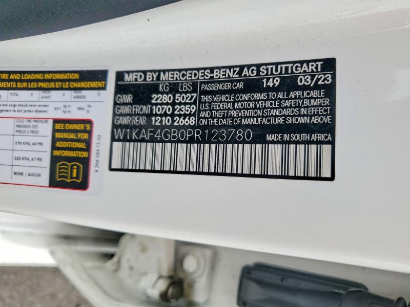 53420526 :رقم المزاد ، W1KAF4GB0PR123780 vin ، 2023 Mercedes-benz C مزاد بيع
