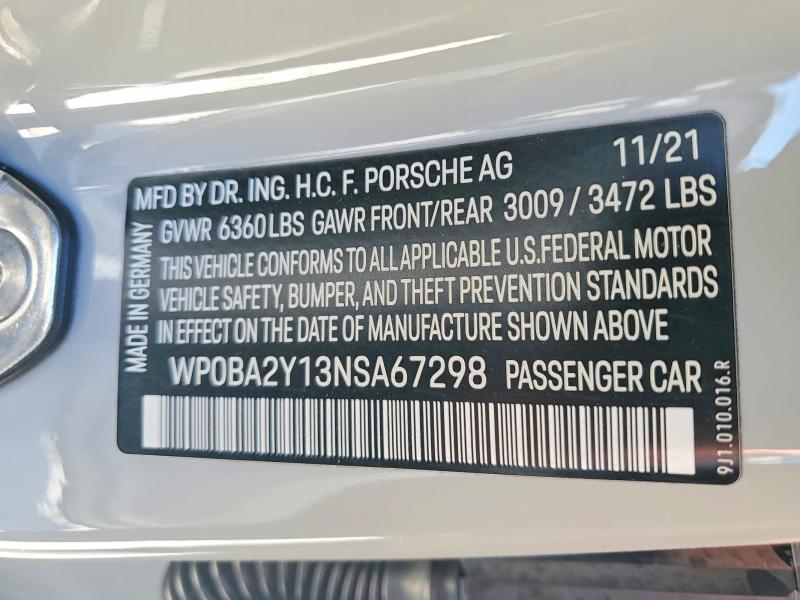 Продаж на аукціоні авто 2022 Porsche Taycan, vin: WP0BA2Y13NSA67298, номер лоту: 53038196