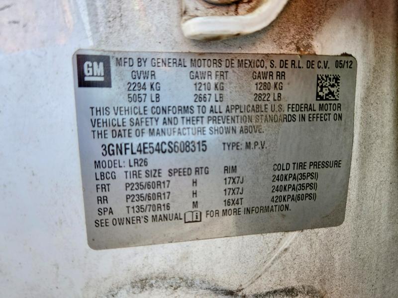 Продажа на аукционе авто 2012 Chevrolet Captiva, vin: 3GNFL4E54CS608315, номер лота: 53977826