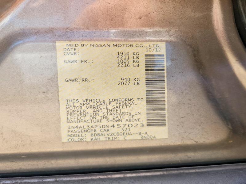 Aukcja sprzedaży 2013 Nissan Altima, vin: 1N4AL3AP5DN457023, numer aukcji: 52271296