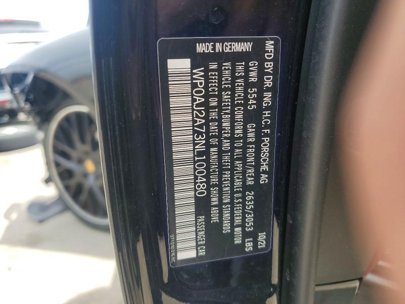 52887636 :رقم المزاد ، WP0AJ2A73NL100480 vin ، 2022 Porsche Panamera مزاد بيع