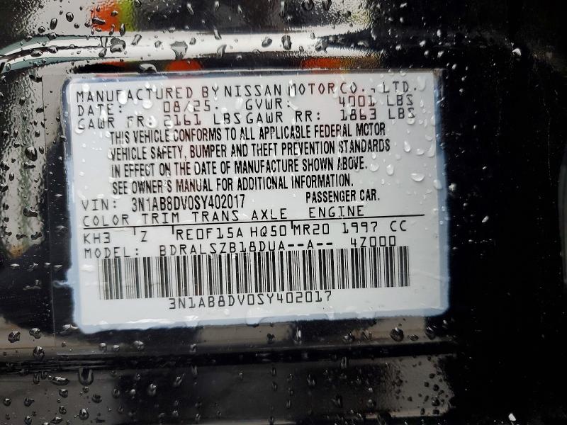 52616516 :رقم المزاد ، 3N1AB8DV0SY402017 vin ، 2025 Nissan Sentra مزاد بيع
