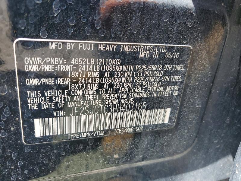 54064976 :رقم المزاد ، JF2SJGTC3HH403165 vin ، 2017 Subaru Forester مزاد بيع