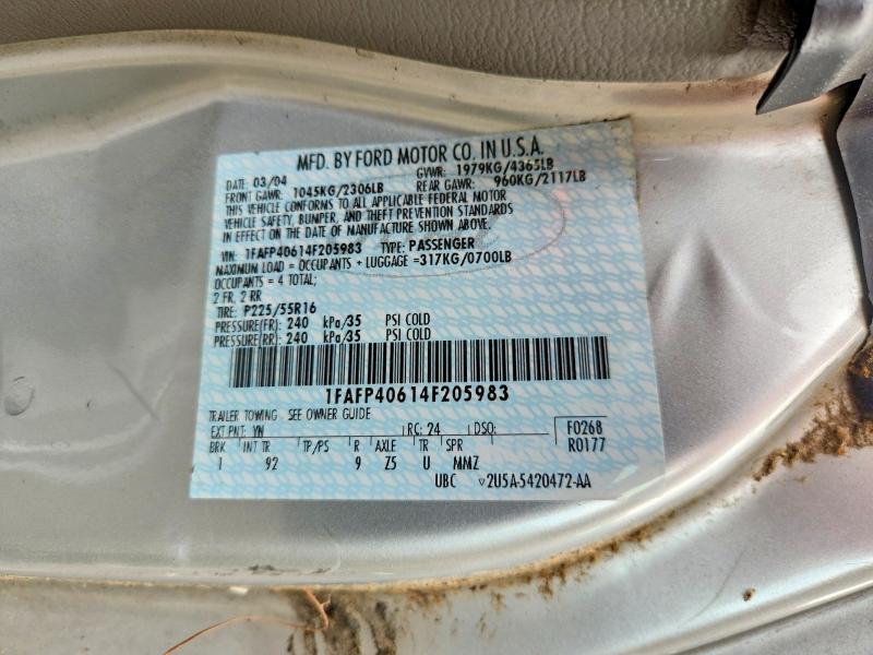Aukcja sprzedaży 2004 Ford Mustang, vin: 1FAFP40614F205983, numer aukcji: 55333206