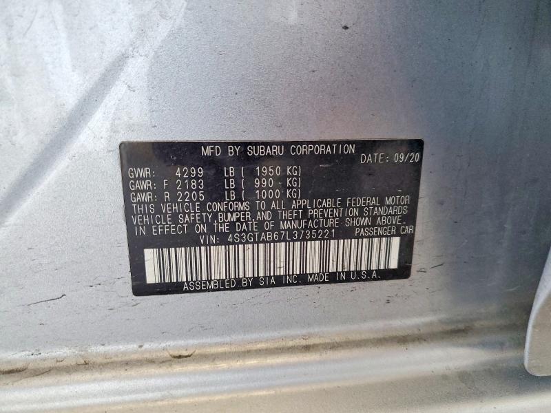 Продаж на аукціоні авто 2020 Subaru Impreza, vin: 4S3GTAB67L3735221, номер лоту: 54252156