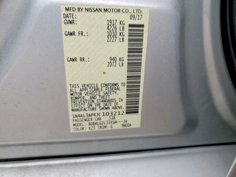 52861656 :رقم المزاد ، 1N4AL3AP4JC103212 vin ، 2018 Nissan Altima مزاد بيع
