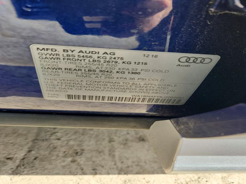 Aukcja sprzedaży 2018 Audi Q5, vin: WA1BNAFY5J2002551, numer aukcji: 53777786
