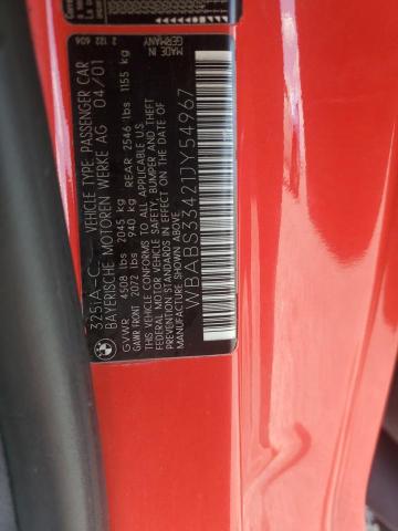 Aukcja sprzedaży 2001 Bmw 325, vin: WBABS33421JY54967, numer aukcji: 52199766