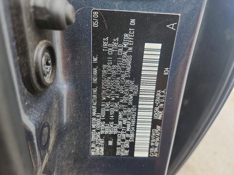 52290026 :رقم المزاد ، 5TBBT54148S463101 vin ، 2008 Toyota Tundra مزاد بيع