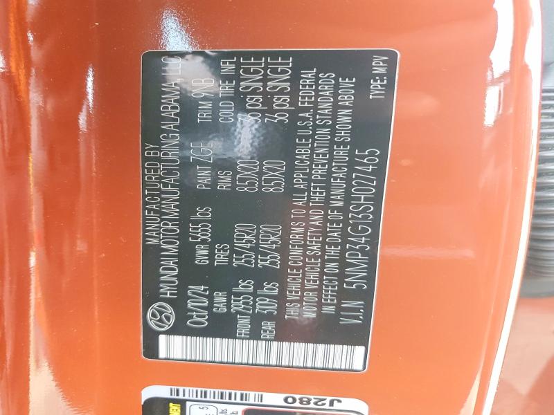 54941086 :رقم المزاد ، 5NMP34G13SH027465 vin ، 2025 Hyundai Santa Fe مزاد بيع