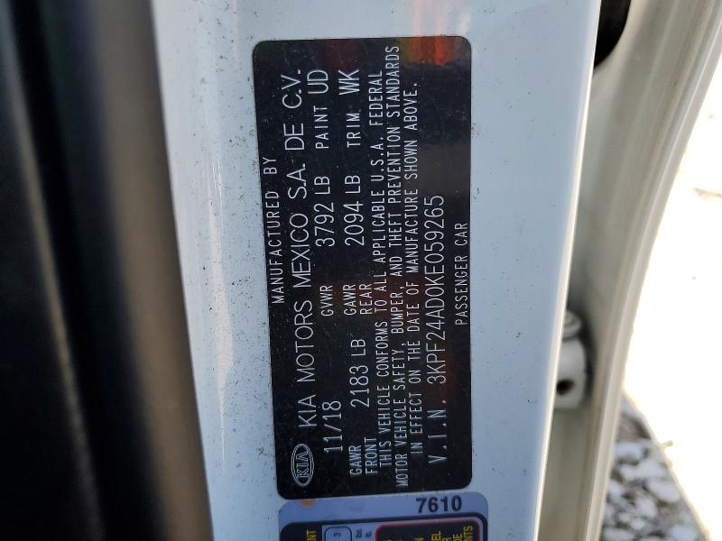 Продаж на аукціоні авто 2019 Kia Forte, vin: 3KPF24AD0KE059265, номер лоту: 53737136