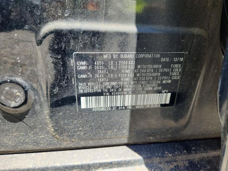 Aukcja sprzedaży 2019 Subaru Outback, vin: 4S4BSENC2K3285686, numer aukcji: 53518556