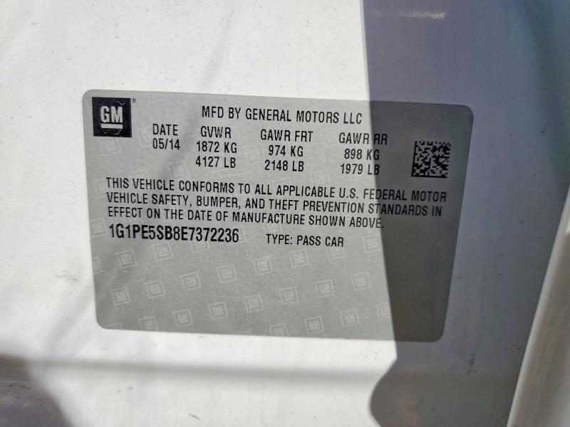 Продаж на аукціоні авто 2014 Chevrolet Cruze, vin: 1G1PE5SB8E7372236, номер лоту: 53512846