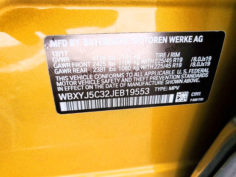 Продажа на аукционе авто 2018 Bmw X2, vin: WBXYJ5C32JEB19553, номер лота: 52286826