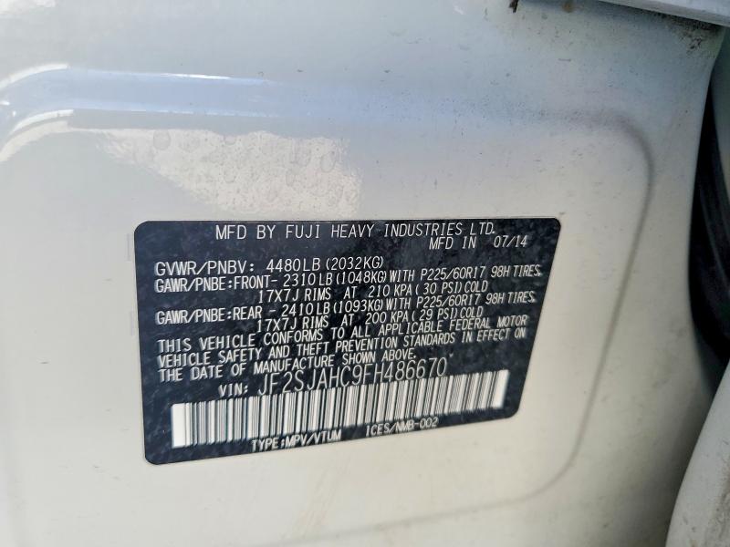 Aukcja sprzedaży 2015 Subaru Forester, vin: JF2SJAHC9FH486670, numer aukcji: 53584406
