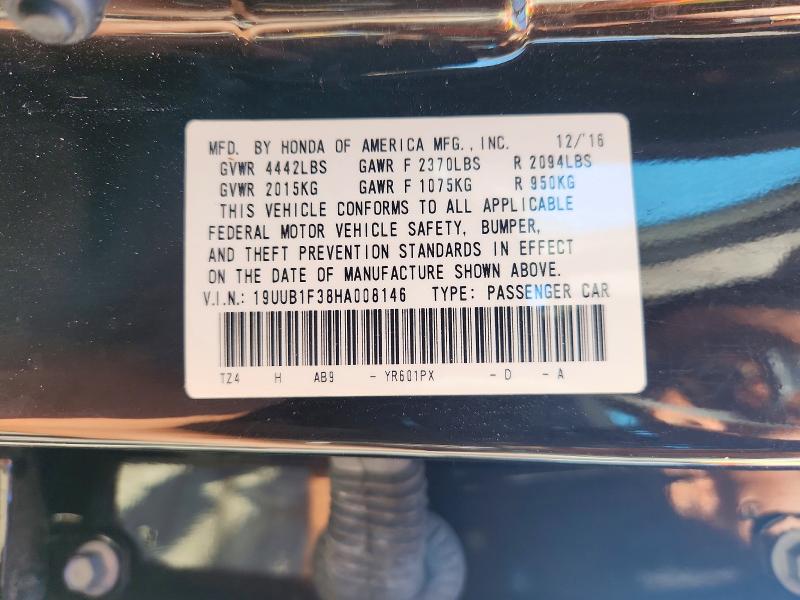 2017 Acura Tlx მანქანა იყიდება აუქციონზე, vin: 19UUB1F38HA008146, აუქციონის ნომერი: 53296526