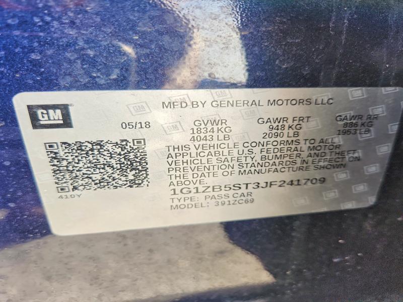 Aukcja sprzedaży 2018 Chevrolet Malibu, vin: 1G1ZB5ST3JF241709, numer aukcji: 55166356