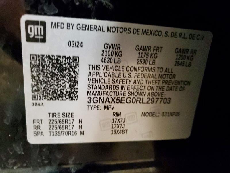 Продажа на аукционе авто 2024 Chevrolet Equinox, vin: 3GNAX5EG0RL297703, номер лота: 53940396
