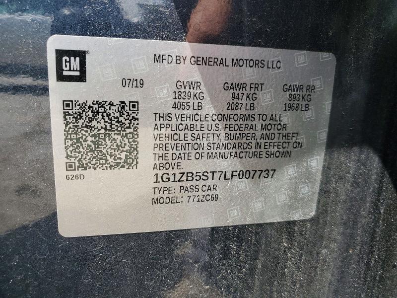 Aukcja sprzedaży 2020 Chevrolet Malibu, vin: 1G1ZB5ST7LF007737, numer aukcji: 52204876