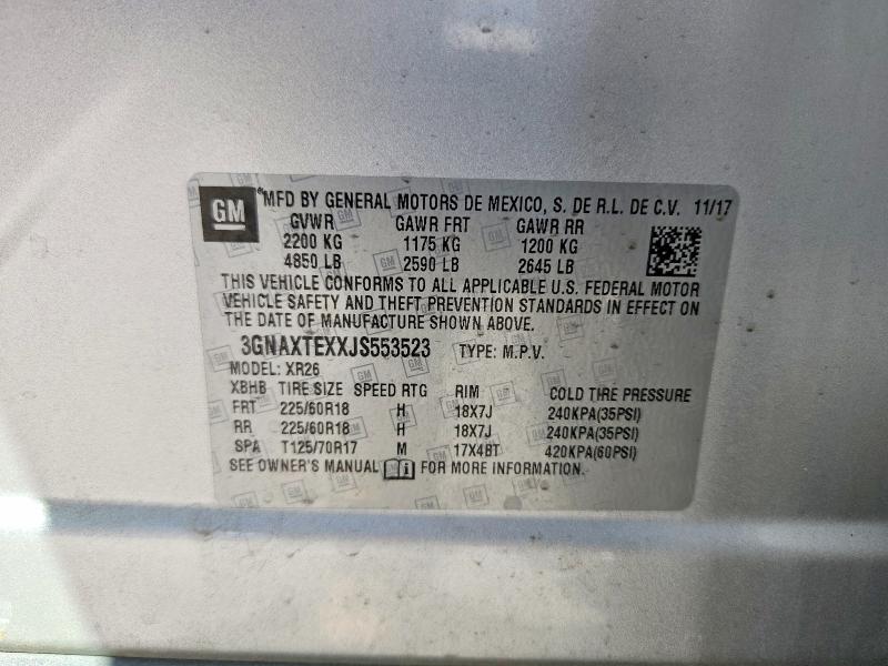 Aukcja sprzedaży 2018 Chevrolet Equinox, vin: 3GNAXTEXXJS553523, numer aukcji: 53327456