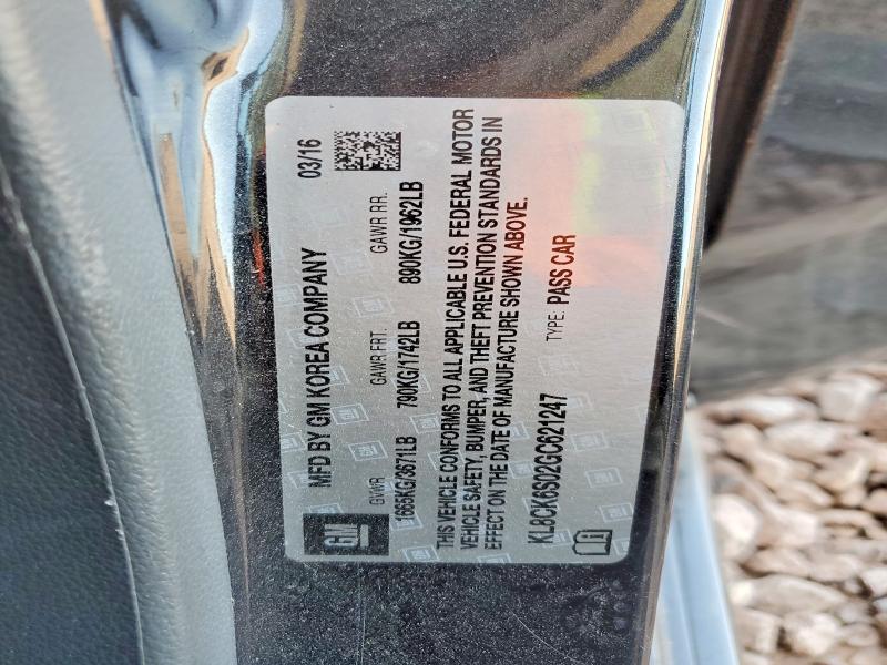 Aukcja sprzedaży 2016 Chevrolet Spark Ev, vin: KL8CK6S02GC621247, numer aukcji: 52093156