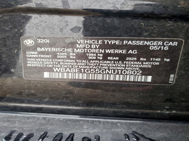 Продаж на аукціоні авто 2016 Bmw 320, vin: WBA8E1G55GNU10802, номер лоту: 54400956