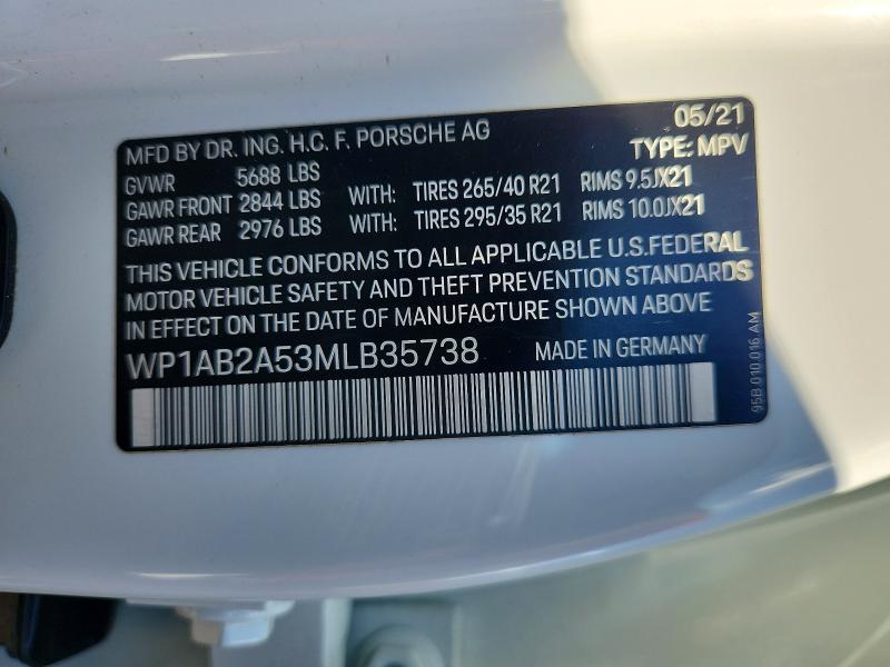 Aukcja sprzedaży 2021 Porsche Macan, vin: WP1AB2A53MLB35738, numer aukcji: 50399336