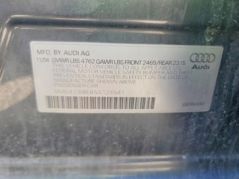 Продажа на аукционе авто 2005 Audi A4, vin: WAULC68E85A124541, номер лота: 52118216