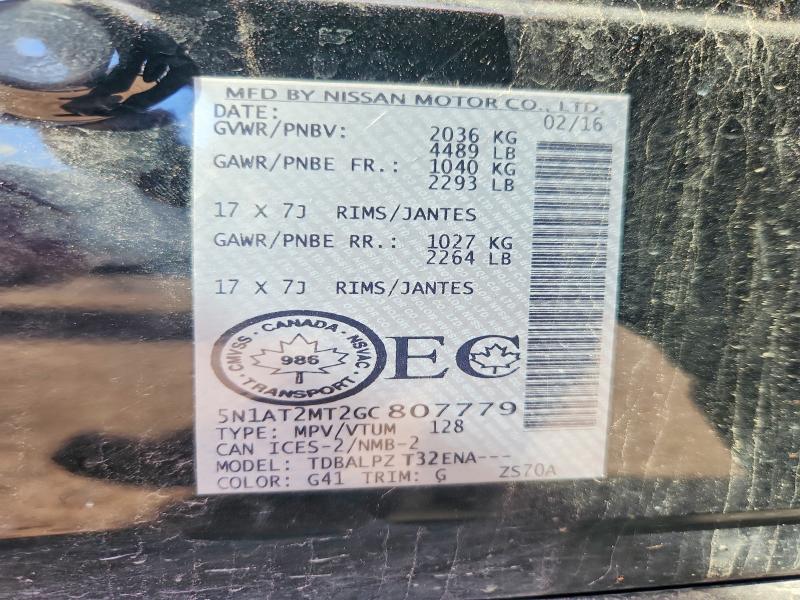 Aukcja sprzedaży 2016 Nissan Rogue, vin: 5N1AT2MT2GC807779, numer aukcji: 55064716