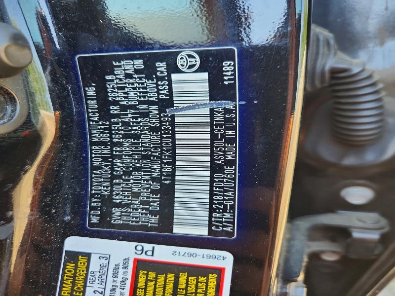 2012 Toyota Camry მანქანა იყიდება აუქციონზე, vin: 4T1BF1FK1CU133493, აუქციონის ნომერი: 53919706