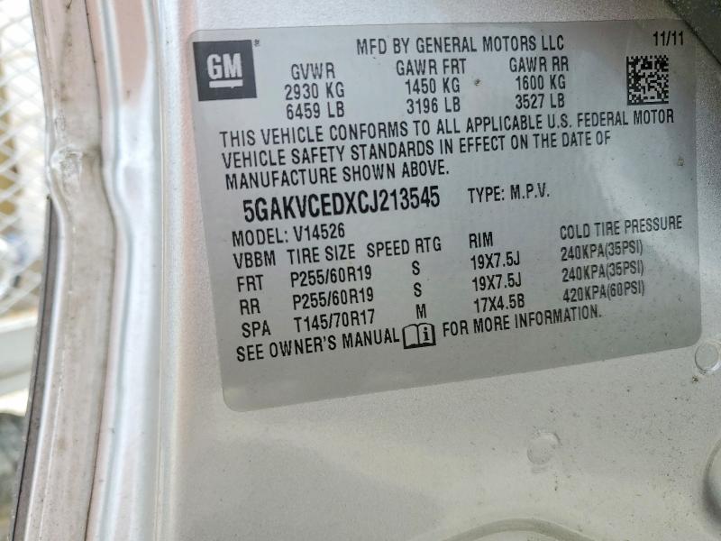 53480426 :رقم المزاد ، 5GAKVCEDXCJ213545 vin ، 2012 Buick Enclave مزاد بيع