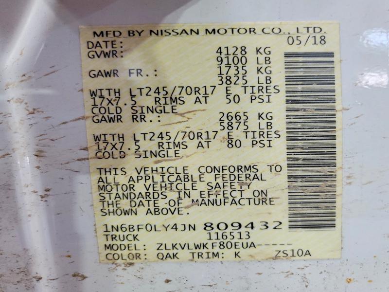 2018 Nissan Nv მანქანა იყიდება აუქციონზე, vin: 1N6BF0LY4JN809432, აუქციონის ნომერი: 51870156