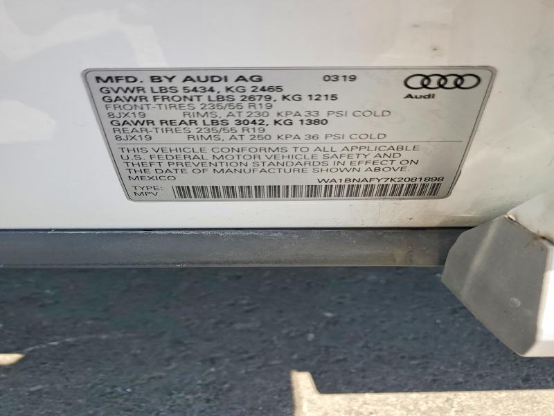 Aukcja sprzedaży 2019 Audi Q5, vin: WA1BNAFY7K2081898, numer aukcji: 52770796