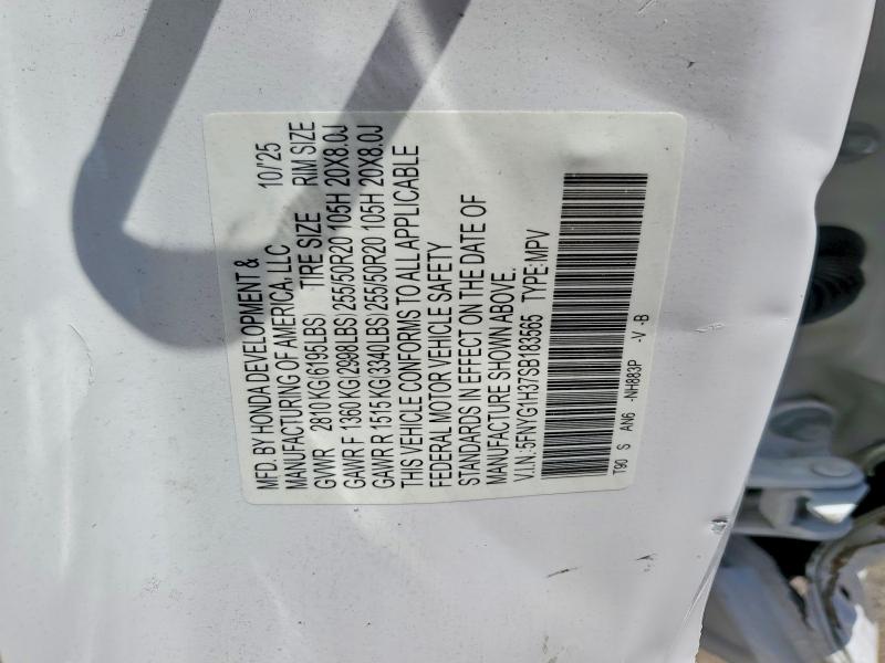 55028696 :رقم المزاد ، 5FNYG1H37SB183565 vin ، 2025 Honda Pilot مزاد بيع