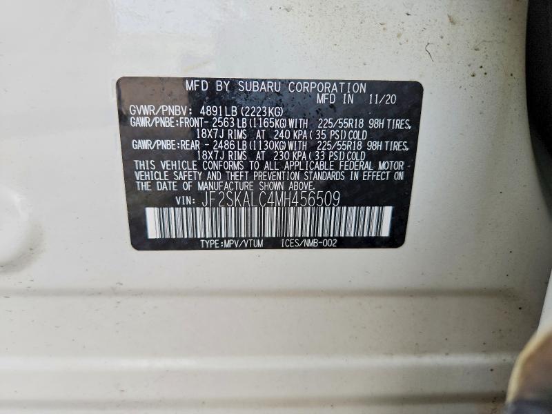 54503616 :رقم المزاد ، JF2SKALC4MH456509 vin ، 2021 Subaru Forester مزاد بيع