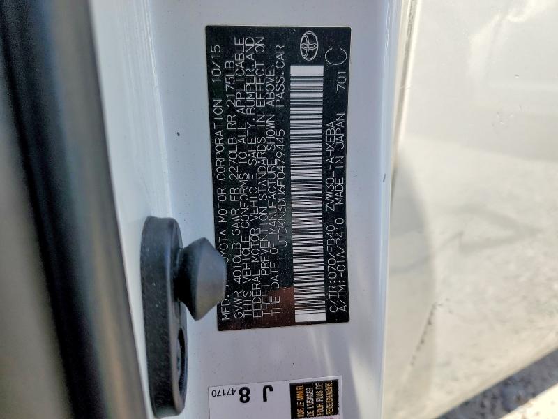 Продажа на аукционе авто 2015 Toyota Prius, vin: JTDKN3DU6F0479445, номер лота: 54010926